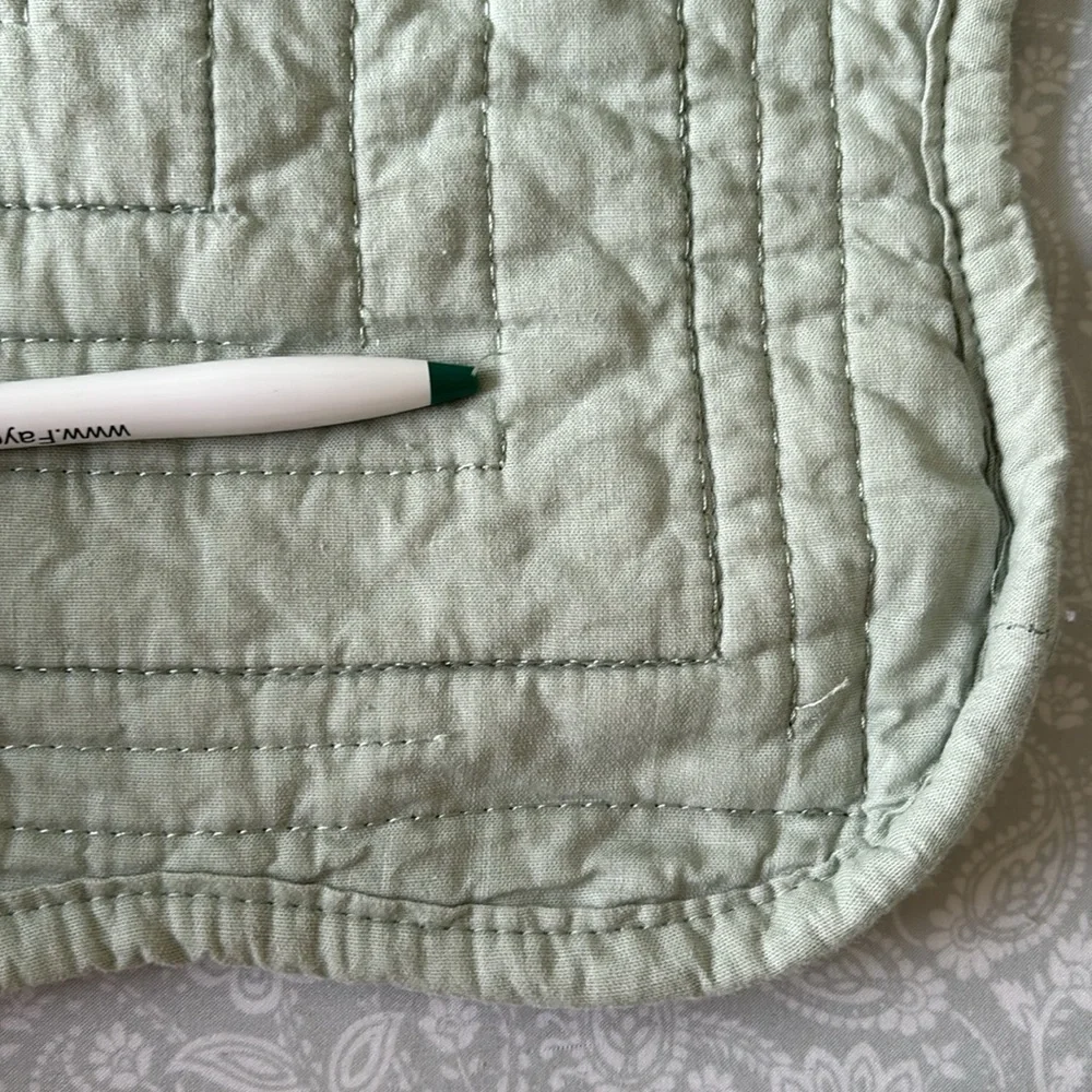2 Extra Large Quilted Square Pillow Sham Cotton Sage Green home essentials pair